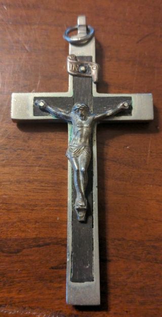 Antique French Crucifix Cross Jesus Catholic Christianity Mixed Material