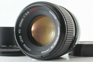 Rare " O " [n.  W/ Hood] Canon Fd 100mm F2.  8 S.  S.  C.  Ssc Mf Lens From Japan