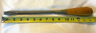 Antique Irwin Usa Wood Wooden Perfect Handle Screwdriver 14 - 1/2 " Flat Head Tool