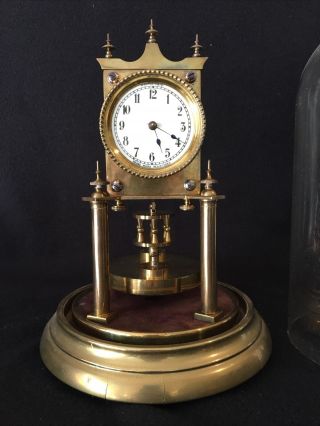Rare 2 1/2” Dial Pre Ww1 400 Day Torsion Anniversary Clock By Jahresuhrenfabrik