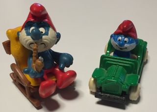 Smurfs Rocking Chair Papa Smurf Vintage Rare And Ps Die Cast Green Car