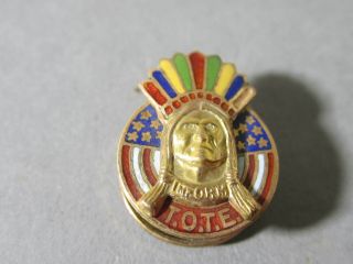 Antique C.  1900 Improved Order Of The Red Man Tote Enameled Chief Screw Lapel Pin