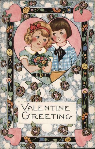 Children Valentine Greeting Whitney Made Antique Postcard Vintage Post Card