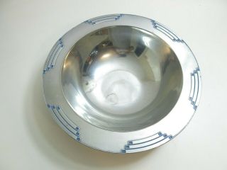 Rare Wilton Rwp Armetale Pewter Blue Tribar Huge 14 1/2 " Bowl One Of A Kind ?