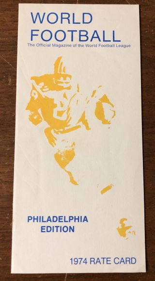 Rare 1974 Wfl World Football League Philadelphia Bell Rate Card Advertising Cost