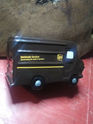Rare Ceramic Ups Piggy Bank Truck Brown (no Stopper Or Box).