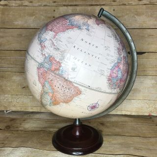 Old World Style Globe The George F.  Cram Company Classic 12 Inch Wood Base Euc