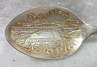 Sterling Silver Souvenir Demitasse Spoon Washington Spokane Falls,  Ca.  1900