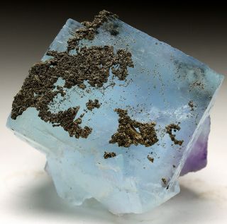 Rare Turquoise Color Zoned Fluorite Crystal From Yaogangxian Mine,  China