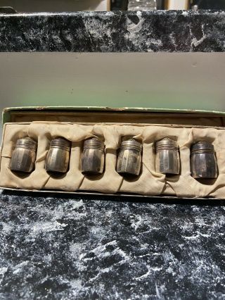 Vintage/ Antique Set Of 6 Small Sterling Silver Salt And Pepper Shakers 1.  25”