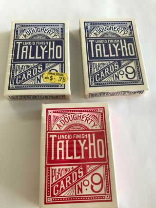 Tally Ho No 9 A Dougherty Vintage/antique? Playing Card Decks - Set Of 3