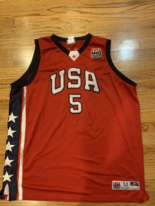 Team Usa National 5 Jason Kidd Authentic 2003 Olympics Jersey 52 Red Rare Sewn