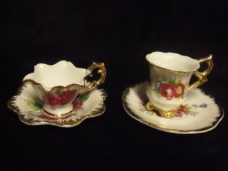 Antique Made In Japan Child Sized Tea Cups And Saucers