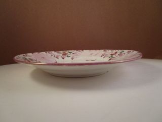 Antique Staffordshire Copper Lustre Salad Bread Plate Pink Flowers 2