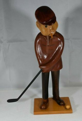 Rare Mid - Century Wooden 11 1/2 Inch Golfer Made In Italy - Great Design Piece
