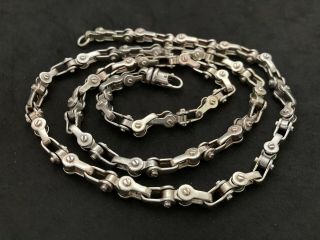 Sterling Silver Hinge Link Chain.  Rare And Unusual.  Uk Hallmark.  30 Inch