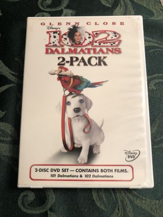 Disney 102 Dalmatians 2 Pack - 101 & 102 With Glenn Close Dvd - 2 Disc Set Rare