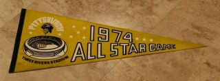 Rare 1974 All Star Baseball Game Full Sized 30 Inch Pennant - Pittsburgh