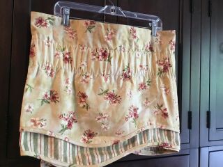 Two Waverly Fontanelle Antique Gold Floral Valances Scalloped Double Layer