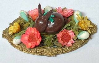 Nos 1:12 Scale Vintage Dollhouse Artisan Food Easter Bunny Centerpiece Platter