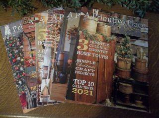 Group Of Six " A Primitive Place " Magazines - Christmas/farmhouse/country/rustic