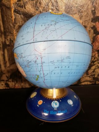 Vintage Ohio Art Co 9 " Diameter World Globe Planets Lithograph Tin D - 174