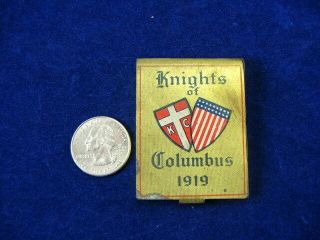 Antique Wwi Era 1919 Knights Of Columbus Match Safe K Of C Kc Art Mfg Pat.  1904