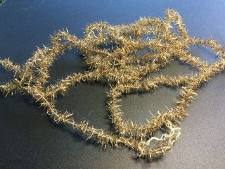 Antique Vintage Gold Tinsel Christmas Feather Tree Garland 105” By 1/2”