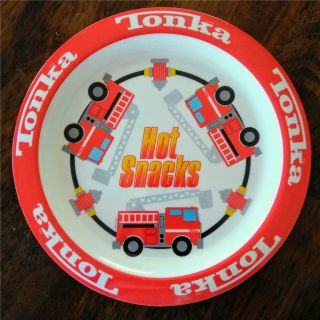 Vintage 2003 Tonka Kids Melamine 9 " Dinner Plate Fire Engine Truck Hasbro