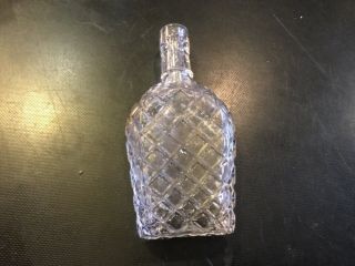 Antique 1860’s Cross Hatch Pattern Glass Pocket Flask Bottle Rare