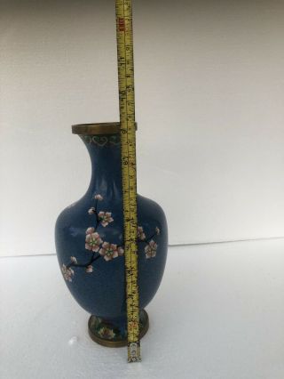Antique Chinese Cloisonne Copper Enamel Blue Vase