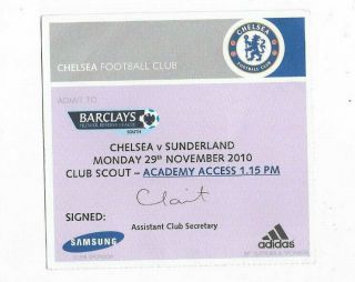 Rare Ticket 2010/11 Premier Reserve League - Chelsea V.  Sunderland
