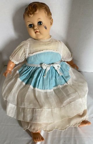Vintage Ideal Baby Doll Sleep Eyes Curley Molded Hair 20 " W/outfit V - 20 Rare