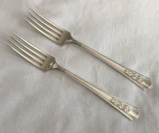 Oneida Wm A Rogers A1 Plus Silver Plate 1938 Rosalie 2 Dinner Forks