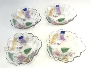 Rare Mikasa Studio Nova Island Flowers Crystal Bowls (set Of 4)