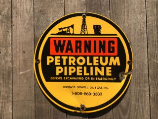 Rare.  Porcelain.  Sidwell Oil & Gas Co.  Pipeline / Oil Well Lease Sign