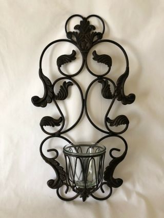 Vintage Wall Candle Holder Wrought Iron Home Decor Collectible