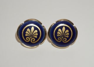 Vintage Swank,  Royal Copenhagen Cobalt Gold Porcelain Cufflinks Denmark VGUC 3