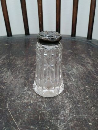 Antique Glass Salt/pepper Shaker W/ Sterling Top