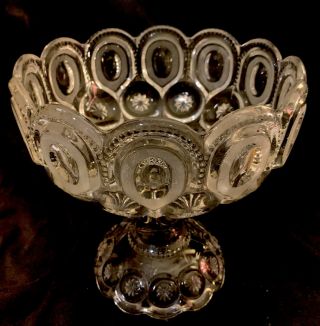 Adams Palace Moon & Stars 1880 Antique Eapg Glass Pedestal Compote Bowl