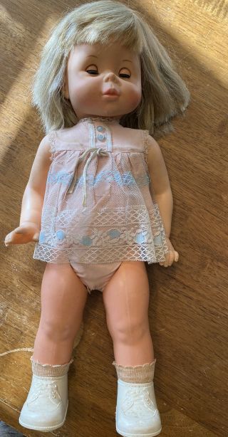 Vintage 1964 Mattel Baby First Step Doll W/ Outfit 18”