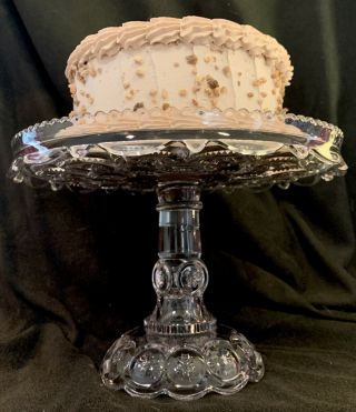 Adams Palace Moon & Stars Cake Stand 1880 Rum Well Skirted Antique Eapg Glass