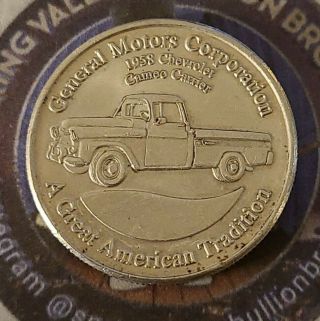 Rare Vintage 1/2 Oz General Motors Chevrolet 999 Silver Coin