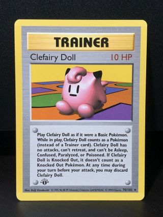 Clefairy Doll Trainer 1st Edition Shadowless Base Set Non Holo Pokemon Wotc