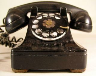Antique Western Electric 302 Metal Body Desk Telephone With 5 H Rotary Dial