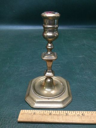 Early Antique Brass Small Candlestick Candle Holder 5 1/2 " Tall