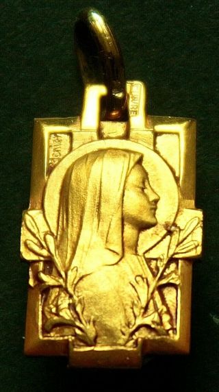 Antique Religious Art Nouveau Pendant Blessed Mary By Contaux