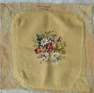 Vintage French Canvas Needlepoint Tapestry Chair Seat Cover
