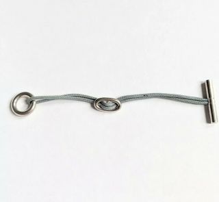 Authentic Hermes Chaine D’ancre Skipper Bracelet Sv925 Cotton Cord Silver Rare