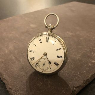 Antique 1875 Rare Chester Solid Silver Fusee Pocket Watch Good,